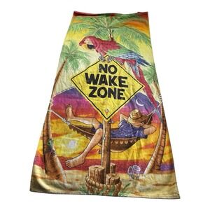Vintage Goin' Coastal No Wake Zone 100% Cotton Velour Beach Towel Made In Brazil
